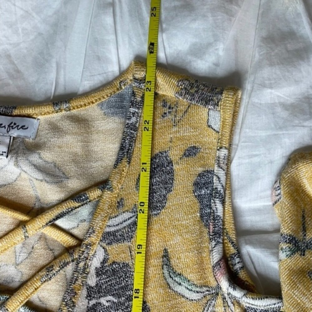 Love Fire Cold Shoulder Yellow Floral Long Sleeve - Picture 8 of 8